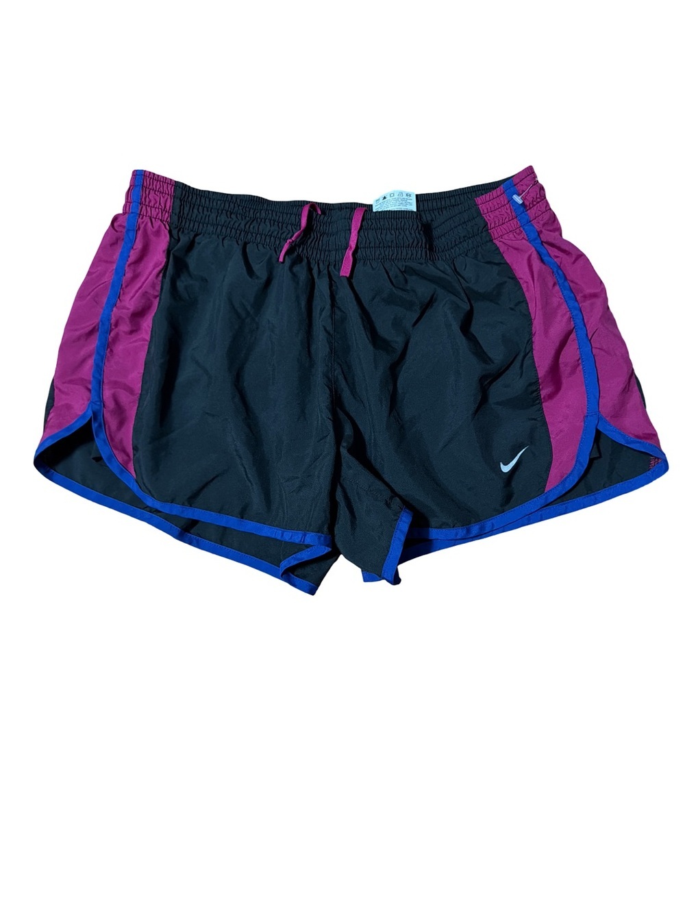 Nike Women's Black Shorts with Magenta Panels & Blue Trim